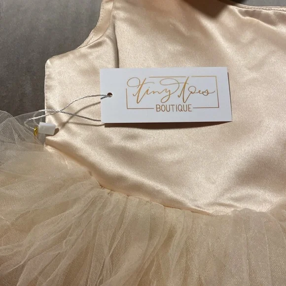 Satin Cream Tulle Tier Dress - Picture 6 of 7